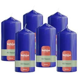 Bolsius - Smooth Pillar Candle - Cobalt Blue - 5.1 in - Pack of 6 - Decorative Candles - Contains Natural Plant Wax - Without Palm Oil