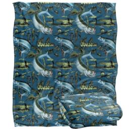 Jq Licensing - Jl-Jp-Jq Tarpon Tiki Fishing Pattern Silky Touch Super Soft Throw Blanket 152 X 127 Cm