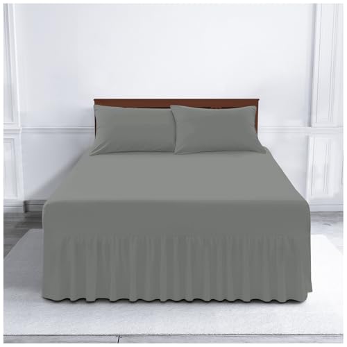 Gaveno Cavailia Luxury Non-Iron PERCALE VALANCE Sheet, Poly-Cotton, Charcoal , Single