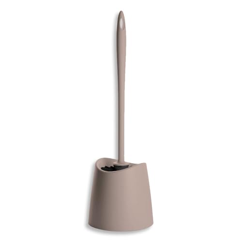 TATAY Toilet Brush - Durable Materials - Modern Design - Fixed and Long-Lasting Brush for Hygienic Cleaning - Multiple Bathroom Brush Colors - Made in Spain - 12 x 12 x 38 cm – Taupe