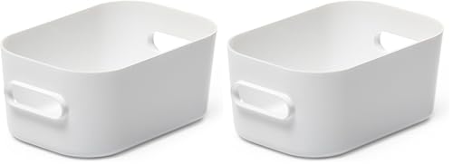 SmartStore XS Compact Storage Box, Extra Small White, Polypropylene, Ideal for Kitchen & Fridge Organisation, Durable & Stackable (Pack of 2)