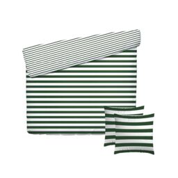 Pure Cotton 3-Piece Double Bed Linen – Duvet Cover 200 x 220 cm and 2 Pillowcases 80 x 80 cm – 100% Cotton Satin, 80 Thread Count – Oeko-TEX Certified – Navy Foam – Green
