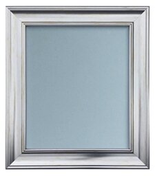 Scandi Distressed Silver Picture Photo frame with Blue Backing Board 8 x 8 inch