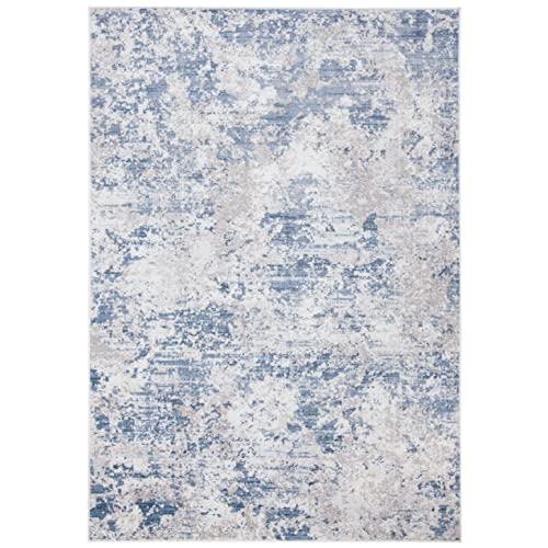 Safavieh Modern Rug for Living Room, Dining Room, Bedroom - Amelia Collection, Short Pile, in Grey and Blue, 76 X 122 cm