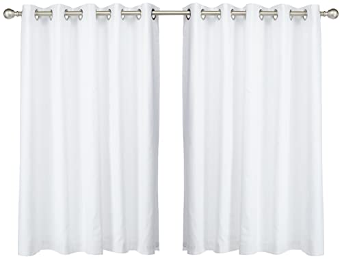 "Fusion White Eyelet Curtains W66 x L54"" (168x137cm) – 2 Panels – 100% Cotton Thermal Drapes for Bedroom/Living Room – White Door Curtains – Sorbonne Collection – Minimalist Home Styling"