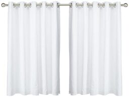 "Fusion White Eyelet Curtains W66 x L54"" (168x137cm) – 2 Panels – 100% Cotton Thermal Drapes for Bedroom/Living Room – White Door Curtains – Sorbonne Collection – Minimalist Home Styling"