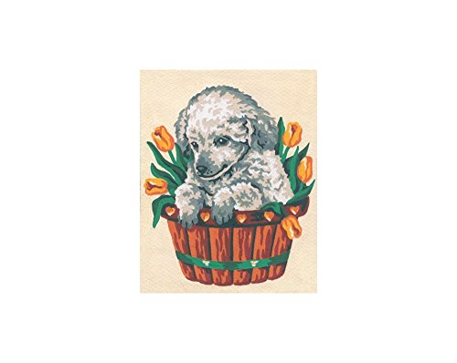 Collection D'Art Tapestry Kit Dog in Flower Bucket, 100% Cotton, Multi-Colour, 20 x 25 x 0.10 cm