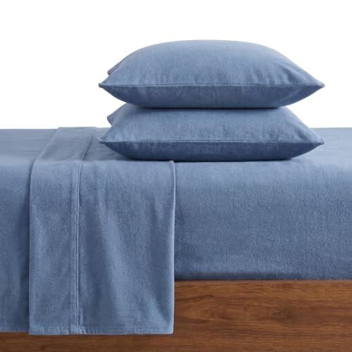 Eddie Bauer - Queen Sheets, Cotton Flannel Bedding Set, Brushed for Extra Softness, Cozy Home Decor (Blue, Queen)