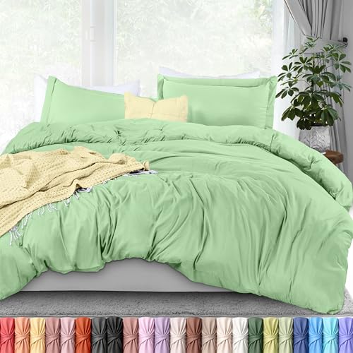 Utopia Bedding Duvet Cover King Size - 1 Comforter Cover with 2 Pillow Shams - 3 Pieces Bedding Duvet Cover with Zipper Closure - Soft Brushed Microfiber, 104 X 90 Inches (Sage)