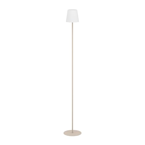 Eglo Floor Lamp Fiorana, Corner Standing Light Minimalist, Fixture in Sand Colour with White Lampshade, Living Room E14 Socket, H 140.5 cm