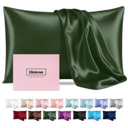 Mulberry Silk Pillowcase for Hair and Skin - Soft Breathable Smooth Both Sided With Zipper - Beauty Sleep Pillow Case for Gift (Standard, Green)