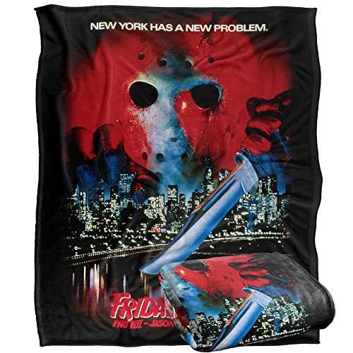 FRIDAY THE 13TH Blanket, 152 x 127 cm Jason Takes Manhattan Poster Silky Touch Super Soft Throw Blanket