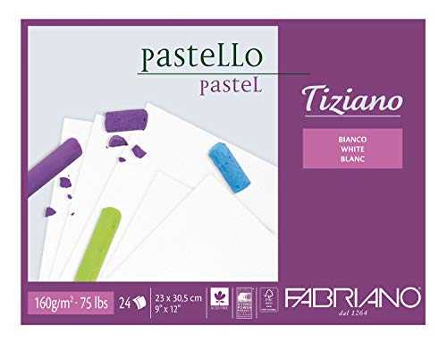 Unbekannt Fabriano 46423305 Tiziano Pastel Pad White 23.0 x 30.5 cm 24 Sheets 160 g/m2 High Rough Acid and Ageing Resistant Easy Grip Rough Surface 23 x 30.5 cm