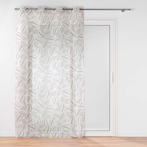 Douceur d'Intérieur, Alma Net Curtain with Eyelets (140 x 280 cm) Natural Sandblasted Printed Voile