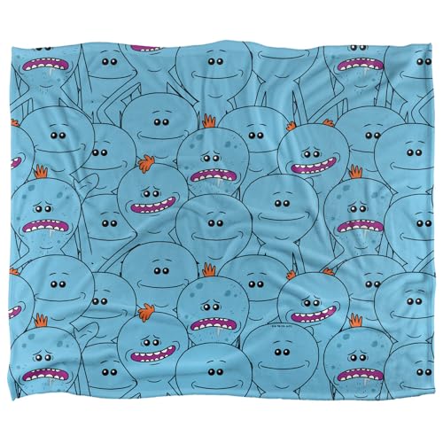 Rick and Morty Meeseeks Crowd Silky Touch Super Soft Throw Blanket 152 X 127 cm, White