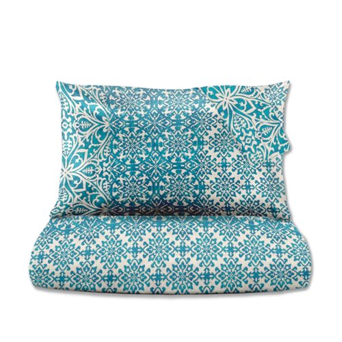 le vie del cotone, Azulejos Pure Cotton Double Duvet Cover Set