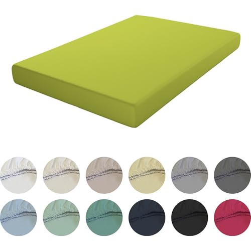 ECOMMERC3 - Extra Soft and Comfortable Fitted Sheet for 135cm Bed - Pistachio Colour Fitted Sheet 100% Made in Spain, Adjustable, Easy to Wash and Durable