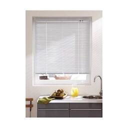 madecostore Venetian Blind Aluminium White – L 150 x H 175 cm – Self-Locking Mechanism – Slats 25 mm