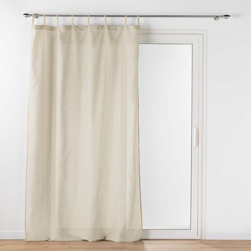 Douceur d'Intérieur, Belani Net Curtain with Loops (140 x 240 cm) Linen, Polycotton Plain