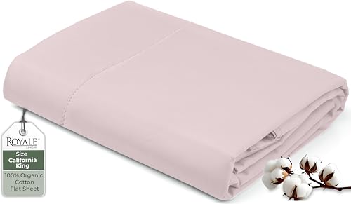 "Royale Linen 100% Organic Cotton California King Flat Sheet Only - Super Soft - Percale Top Sheets - California King Flat Sheet Sold Separately - Cool & Crisp Sheets Only (108"" x102"", Lavender)"