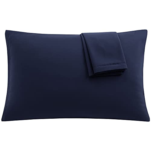 uxcell Microfiber Pillowcases Set of 2, Zipper Travel 14x20 Navy - Comfortable Breathable Fabric, Anti-Fade & Anti-Shrink, Machine Washable, Pillow Cases for Bedroom and Hotel