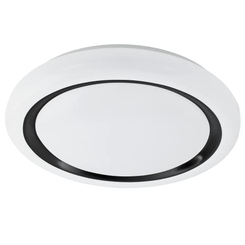 EGLO LED ceiling spot Capasso, minimalist ceiling light fitting, round kitchen and hallway lamp made of metal and plastic in black and white, warm white, Ø 19 in