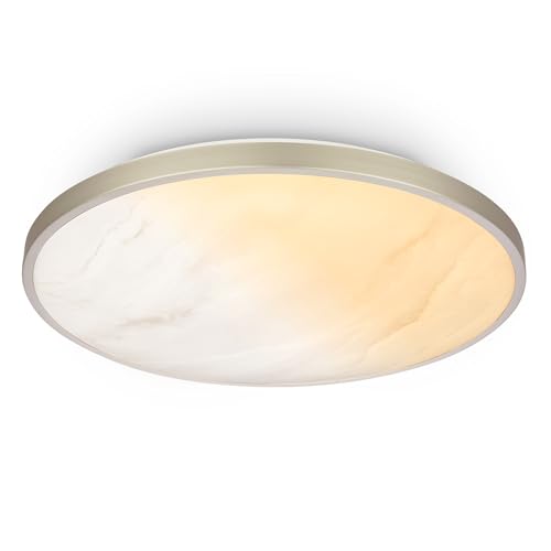 BRILONER - LED Ceiling Light with Remote Control, Dimmable, CCT, Decorative Alabaster Design, Ceiling Lights Living Room, LED Lights for Bedroom, Kitchen Light, 38 x 7 cm, Nickel Matt