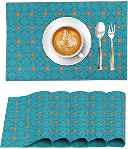 Ruvanti Placemats 100% Cotton, 13x19 Inch, Set of 6 Modern Place Mats for Dining Table Decor, Kitchen & Table Linens, Coffee Mat for Christmas Dinners - Combo
