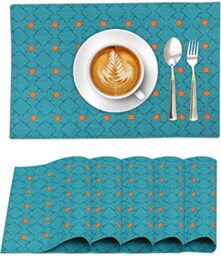 Ruvanti Placemats 100% Cotton, 13x19 Inch, Set of 6 Modern Place Mats for Dining Table Decor, Kitchen & Table Linens, Coffee Mat for Christmas Dinners - Combo