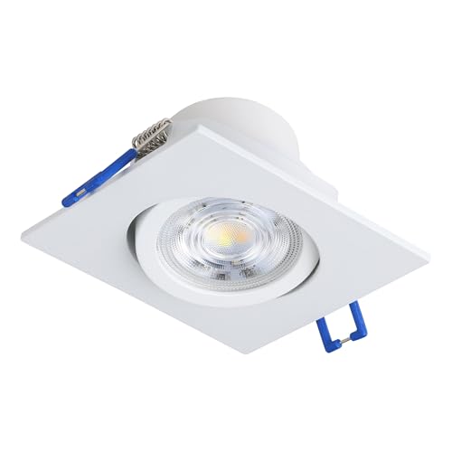 Eglo Set of 3 recessed Spotlight Set Saliceto, dimmable Square Ceiling Spots, Aluminium in White, Neutral 8.8 x cm