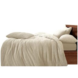 GC GAVENO CAVAILIA Teddy Duvet Set King Cream, Super Soft Fluffy Luxury Design, Cosy Warm Bedding, 3 Piece Cuddly Fleece Bedset, Easy Care DuvetCover Bedlinen, 1 Quilt Cover + 2 Pillow Cases
