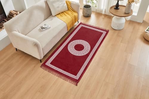 GC GAVENO CAVAILIA Greek Living Room Rugs Large 160X230 Cm - Polyester Runner Rugs For Hallway Indoor Bedroom, Office - Machine Washable Area Rug Super Soft Fluffy Rug Floor Carpet Mat, Red