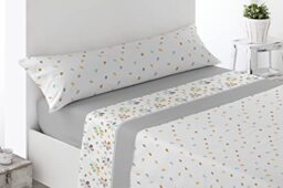 Miracle Home. 4-Piece Duvet Cover Set Including Fitted Sheet, Flat Sheet and Two Pillowcases 50% Cotton 50% Polyester 180 x 200 cm Grey