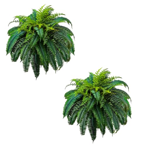 GYERB 88 Leaves Fake Ferns, Large Artificial Boston Fern, Faux Fern Plants for Home, Office, Garden Indoor Outdoor Decoration(48 inch,1pack)