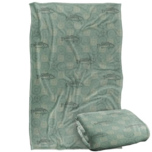 Jq Licensing - Jl-Jp-Jq Bass Fishing Compass Pattern Silky Touch Super Soft Throw Blanket 91 x 147 Cm