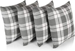 Penguin Home Set of 4 100% Slub Cotton Fabric Cushion Covers 45cm x 45cm Double Sided Square Pillow Covers with Invisible Zipper Pillow Cases for Living Room, Bedroom, Sofa (Grey/White Mix)