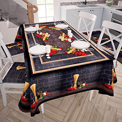 PETTI Artigiani Italiani Rectangular, Microfiber, Decorative Printed Table Cloth, 100% Made in Italy, Pasta, 140x450