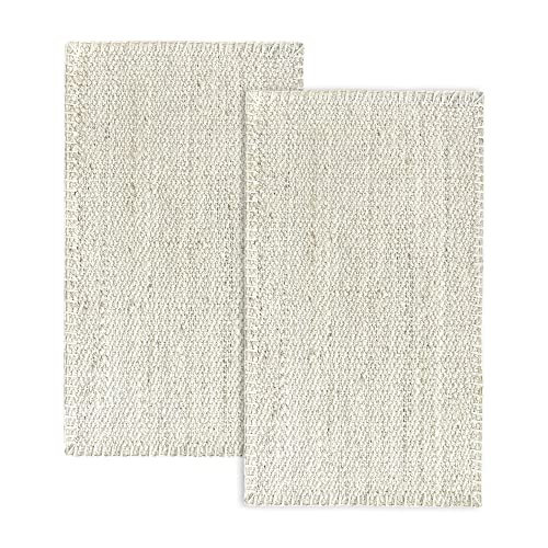 HAMID Granada Jute Rug, 100% White Ivory, Soft Rug and High Strength, Hand Woven - Living Room, Dining Room, Bedroom, Hallway Rug (150 x 80 cm), Pack of 2