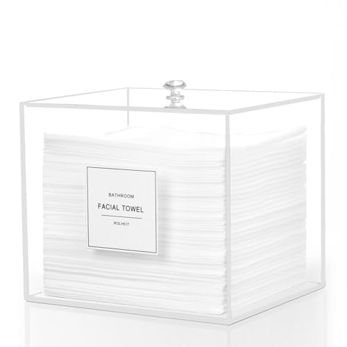 Rolheit Disposable Face Towel Holder, Acrylic Storage Box, Compatible with Clean Skin Club, Clear Skin Towels, Makeup Remover Cloth Organizer