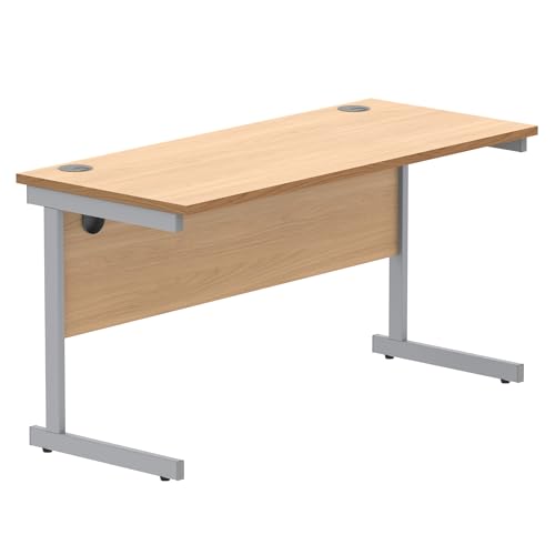 Office Hippo Essentials Rectangular Writing Computer Work Place, Home Office Desk with Cable Port Management, MFC, Norwegian Beech, 160x80cm