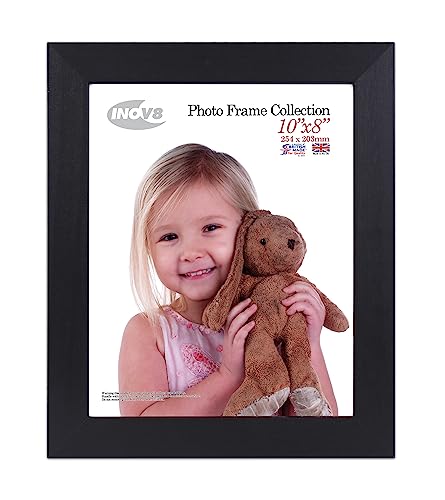"Inov8 British Made Real Wood Picture/Photo Frame 10x8"" Inch(25x20cm) - Kayla 30mm Black"