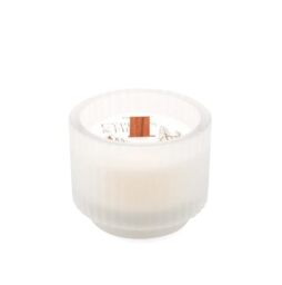 Paddywax Holiday Candles Cypress & Fir Frosted Glass Wood Wick Luxury Artisan Scented Candle, 141g, White