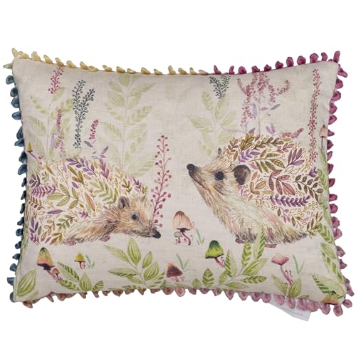 Voyage Maison Buttons and Ginger Feather Filled Cushion – Loop Edge Trim Woodland Animal Decorative Pillow (Linen - 25x35cm)