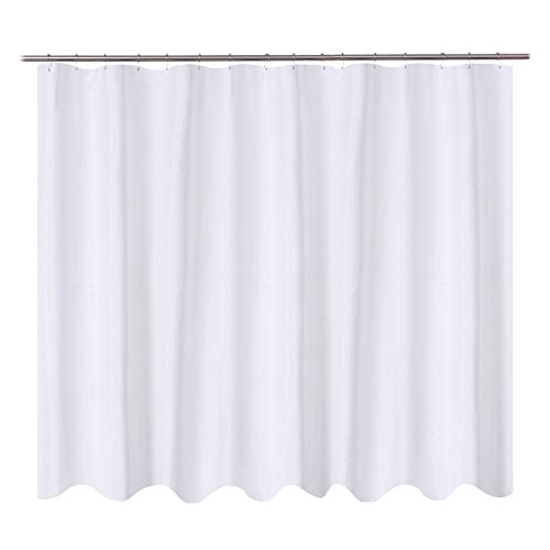 N&Y HOME Fabric Shower Curtain Liner Oversize 96 x 72 inches, Hotel Quality, Washable, Water Repellent, White Bathroom Curtains with Grommets, 96x72