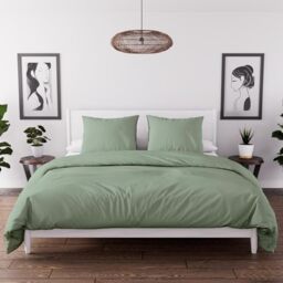 Intemporel Soleil d'Ocre, Boheme Washed Microfibre Duvet Cover Set 240 x 220 cm Sea Green