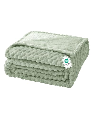 Good Nite Sherpa Fleece Throw Blanket - 130x150 cm Sage Green - Lightweight Ultra Soft Fluffy Warm Blanket for Sofa Bed Office & Living Room, Suitable For All Seasons