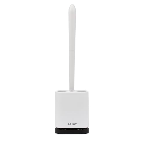 TATAY Toilet Brush with TPE Silicone Head - Quick Fix NanoFix Technology - Deep Cleaning Without Leaks - Easy Installation and Cleaning - Repositionable - 11 x 6 x 42 cm – White