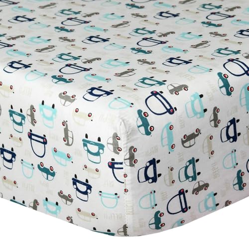 Cuddles & Cribs 1 Pack GOTS Certified Organic Cotton Fitted Crib Sheet - Cars
