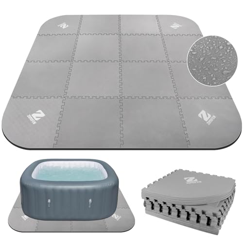 "ZOMOFEW 1/2"" Thickness 85IN Hot Tub Mat for Inflatable Tub, Square-Shaped, Grey, EVA Foam"