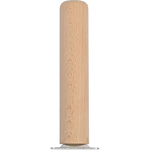 HOME IT® Round Wooden Table Leg 20 cm – Solid Beech Ø41 mm – Soap-Treated Finish – Straight Mounting Plate Ø75 mm – 200 kg Load – Cylindrical Design